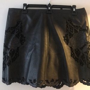 BCBG Black leather mini skirt